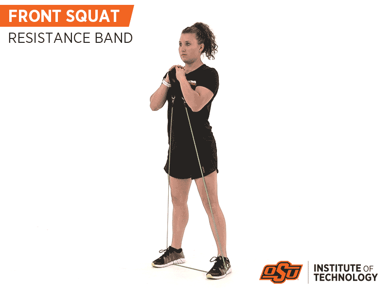 Front Squats with Resistance Bands