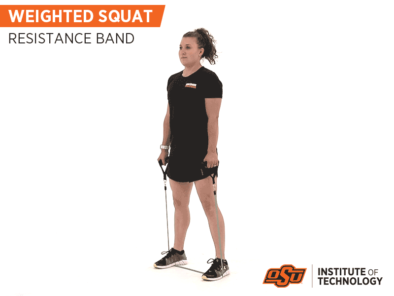 Weighted Squats with Resistance Bands