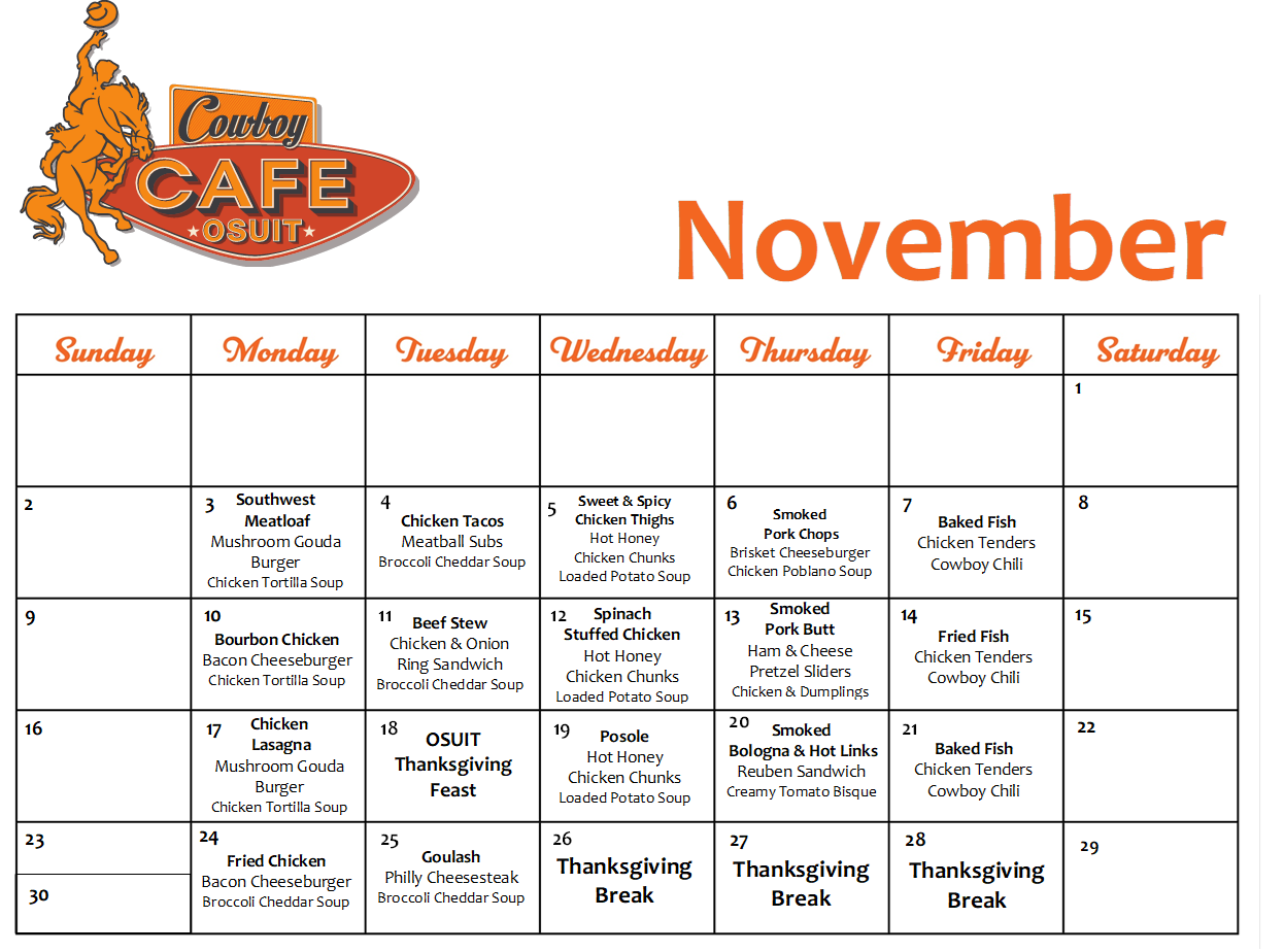 November Menu November Menu